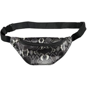 Slangenprint heuptasje/schoudertasje 31 cm voor meisjes/dames - Zwarte/witte slangen print tasje - Festival fanny pack/bum bag