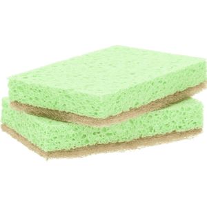 2x Eco schuursponzen/schoonmaaksponzen 10 cm- Greenminds - Ecologische/milieubewuste huishoudelijke producten - Huishouden - Schoonmaken/afwassen