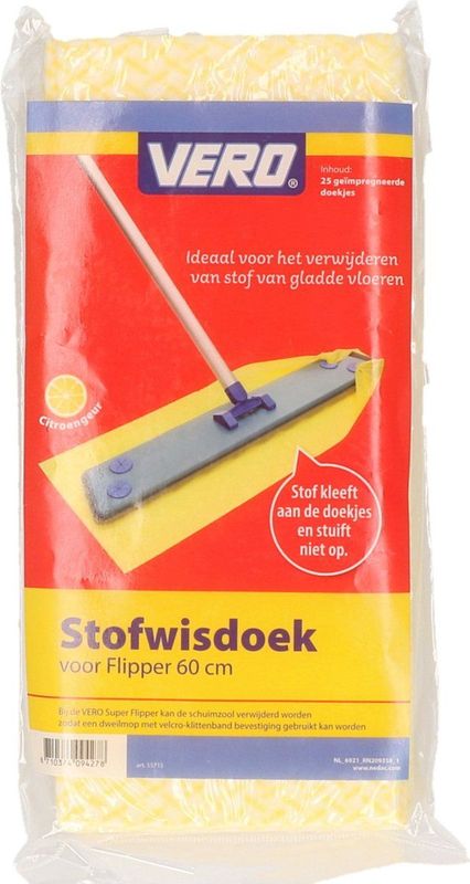 25x Stofdoeken met citroengeur voor Vero stofwisser - 60 cm - VloerFlipper60 - Huishouden - Schoonmaken - Stofwissers/vloerwissers stofdoekjes