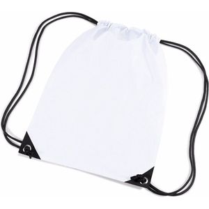 5x stuks witte nylon sport/zwembad gymtas/ gymtasje met rijgkoord 45 x 34 cm - Kinder tasjes