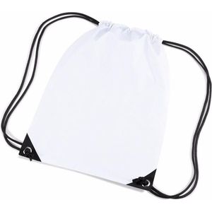 10x stuks witte nylon sport/zwembad gymtas/ gymtasje met rijgkoord 45 x 34 cm - Kinder tasjes