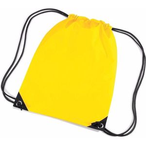 3x stuks gele nylon sport/zwembad gymtas/ gymtasje met rijgkoord 45 x 34 cm - Kinder tasjes