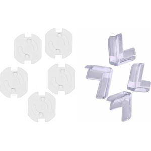 Kinder/baby veiligheid set 8x hoekbeschermers en 10x stopcontact beschermers