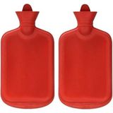 2x Stuks warmwater kruik rood 2 liter - warmwaterkruik