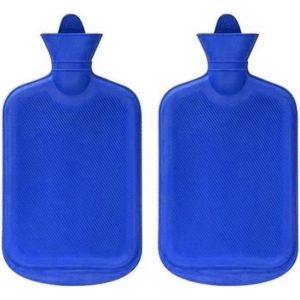 2x Stuks warmwater kruiken blauw 2 liter - warmwaterkruik