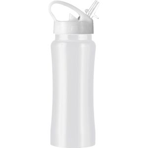 Drinkfles/waterfles 600 ml metallic wit van RVS - Sport bidon waterflessen