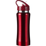 Drinkfles/waterfles 600 ml metallic rood van RVS - Sport bidon waterflessen