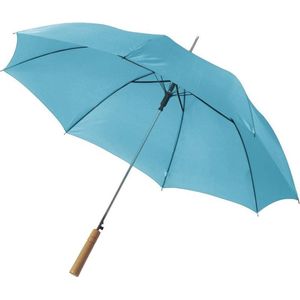 Set van 2x stuks automatische paraplu 102 cm doorsnede in het lichtblauw - grote paraplu met houten handvat