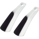 2x stuks nikkel schoenlepels zilverkleurig 15 cm - Schoen instaphulp - Schoenen accessoires