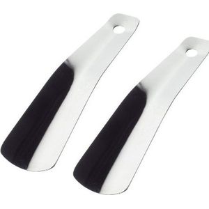 2x stuks nikkel schoenlepels zilverkleurig 15 cm - Schoen instaphulp - Schoenen accessoires