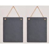 Memobordje/krijtbordje leisteen - 3x - antraciet - 25 x 20 cm - ophangbaar - wanddecoratie