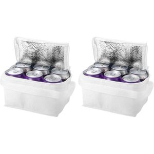 4x Witte mini koeltassen 20 cm voor 6/sixpack blikjes - 3,5 liter - Compacte koelbox/koeltas - Lunchtrommel/lunchtas - Kleine blikjeskoelers