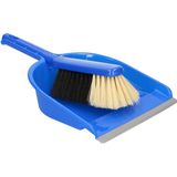 Stoffer en blik set blauw kunststof - Huishoud/schoonmaakproducten - Huishouding - Schoonmaken - Bezem/veger