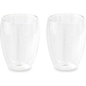 Set van 2x dubbelwandige thee/koffieglazen 350 ml transparant - Koffie- en theeglazen