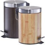 Zeller - Vuilnisbakken - Houtprint - Lichtbruin en Donkerbruin - 2x 3 Liter