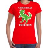 Christmas tree rex Kerstshirt Kerst t-shirt rood voor dames - Kerstkleding Christmas outfit
