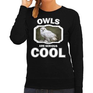 Sweater owls are serious cool zwart dames - uilen/ sneeuwuil trui