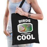 Dieren kolibrie vogel tasje zwart volwassenen en kinderen - birds are cool cadeau boodschappentasje