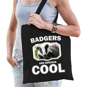 Dieren das tasje zwart volwassenen en kinderen - badgers are cool cadeau boodschappentasje