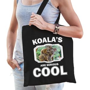 Dieren koala tasje zwart volwassenen en kinderen - koalas are cool cadeau boodschappentasje