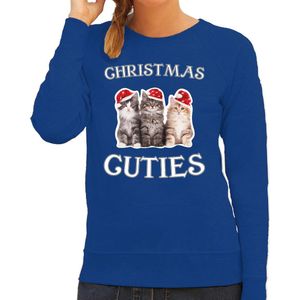 Bellatio Decorations - Kerstsweater - Blauw - Christmas Cuties - Dames