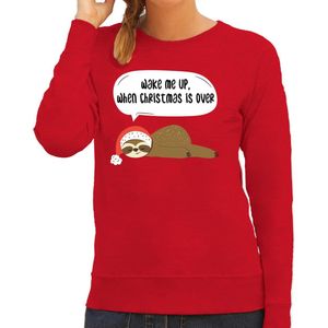 Bellatio Decorations - Kerstsweater - Rood - Wake me up when christmas is over