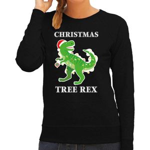 Christmas tree rex Kerstsweater / kersttrui zwart voor dames - Kerstkleding / Christmas outfit L