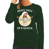 Holy shit its Santa foute Kerstsweater / kersttrui groen voor dames - Kerstkleding / Christmas outfit XS