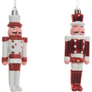2x Kersthangers notenkrakers poppetjes/soldaten 12,5 cm - Kerstboomversiering/boomversiering