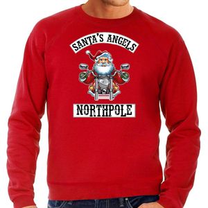 Foute Kerstsweater / Kerst trui Santas angels Northpole rood voor heren - Kerstkleding / Christmas outfit S