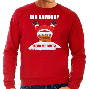 Bellatio - Did Anybody Hear My Fart - Kerstsweater - Rood - 80% Katoen / 20% Polyester