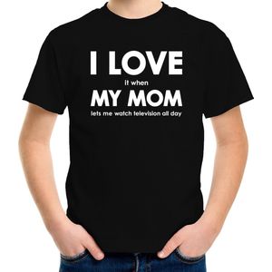 I love it when my mom lets me watch television all day trui - zwart - t-shirt - voor kinderen - Moederdag - Cadeau tv-kijker 146/152