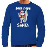 Surf dude Santa fun Kersttrui / outfit blauw voor heren - kerst truien