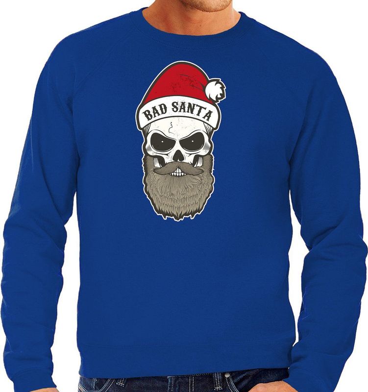 Bad Santa foute Kersttrui / outfit blauw voor heren - kerst truien