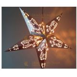 Kerstversiering zilveren kerststerren 60 cm inclusief lichtkabel - Verlichte kerststerren - Kerstdecoratie