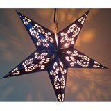 Kerstversiering blauwe kerststerren 60 cm inclusief lichtkabel - Verlichte kerststerren - Kerstdecoratie