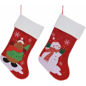 Setje van 2x stuks kerstsokken van 46 cm - Haard sokken - Cadeau sokken voor kerstmis