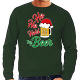 Bellatio Decorations - Kerstsweater - Groen - Katoen - Met Bierpul Print