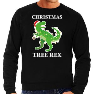 Christmas tree rex Kerstsweater / Kerst trui zwart voor heren - Kerstkleding / Christmas outfit S