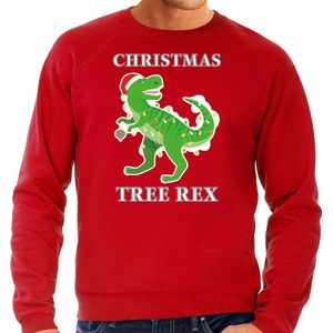Christmas tree rex Kerstsweater / Kerst trui rood voor heren - Kerstkleding / Christmas outfit S