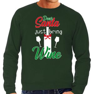 Dear Santa just bring wine drank Kersttrui / outfit groen voor heren - kerst truien