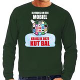 Bellatio Decorations - Kerstsweater - Groen - Katoen - Bedrukt met Tekst