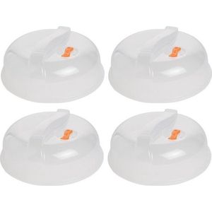 4x Keuken magnetrondeksel/afdekschalen voor eten 26 cm - keukenhulpmiddelen - Magnetron afdekschalen/deksels