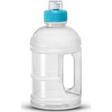 1x Transparante kunststof bidon/drinkfles/waterfles 1250 ml - Sport bidon waterflessen - Push-pull dop