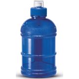 1x Blauwe kunststof bidon/drinkfles/waterfles 1250 ml - Sport bidon waterflessen - Push-pull dop