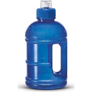 1x Blauwe kunststof bidon/drinkfles/waterfles 1250 ml - Sport bidon waterflessen - Push-pull dop