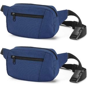2x stuks blauwe heuptasjes/buideltasjes voor volwassenen 21 x 12 cm - Zwrate heuptassen/fanny pack voor op reis/onderweg