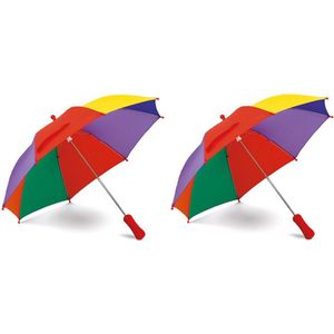 Set van 2x stuks gekleurde paraplu voor kinderen 68 cm - Manueel - Paraplus/ regenbescherming