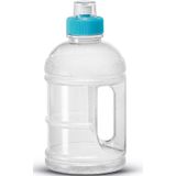 2x Transparante kunststof bidon/drinkfles/waterflessen 1250 ml - Sport bidon waterflessen - Push-pull dop