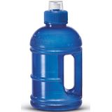 2x Blauwe kunststof bidon/drinkfles/waterflessen 1250 ml - Sport bidon waterflessen - Push-pull dop